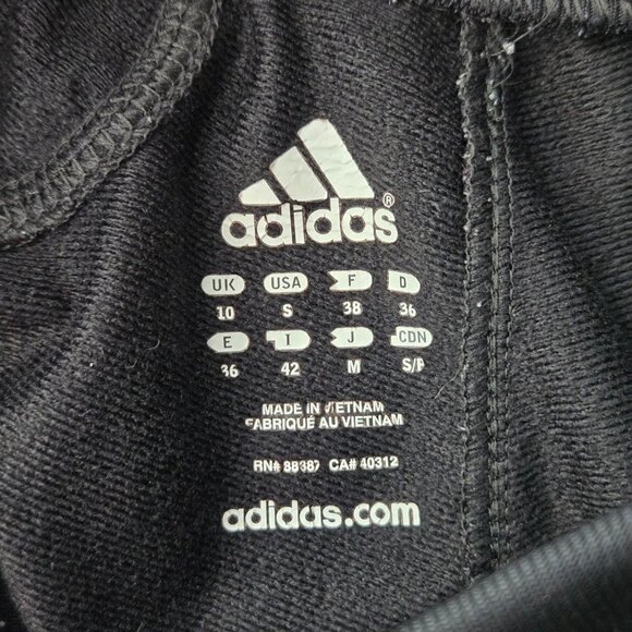 Adidas Track Pants 3 Stripe Black Size Small Stretchy Athletic Workout Pull On - Picture 8 of 12